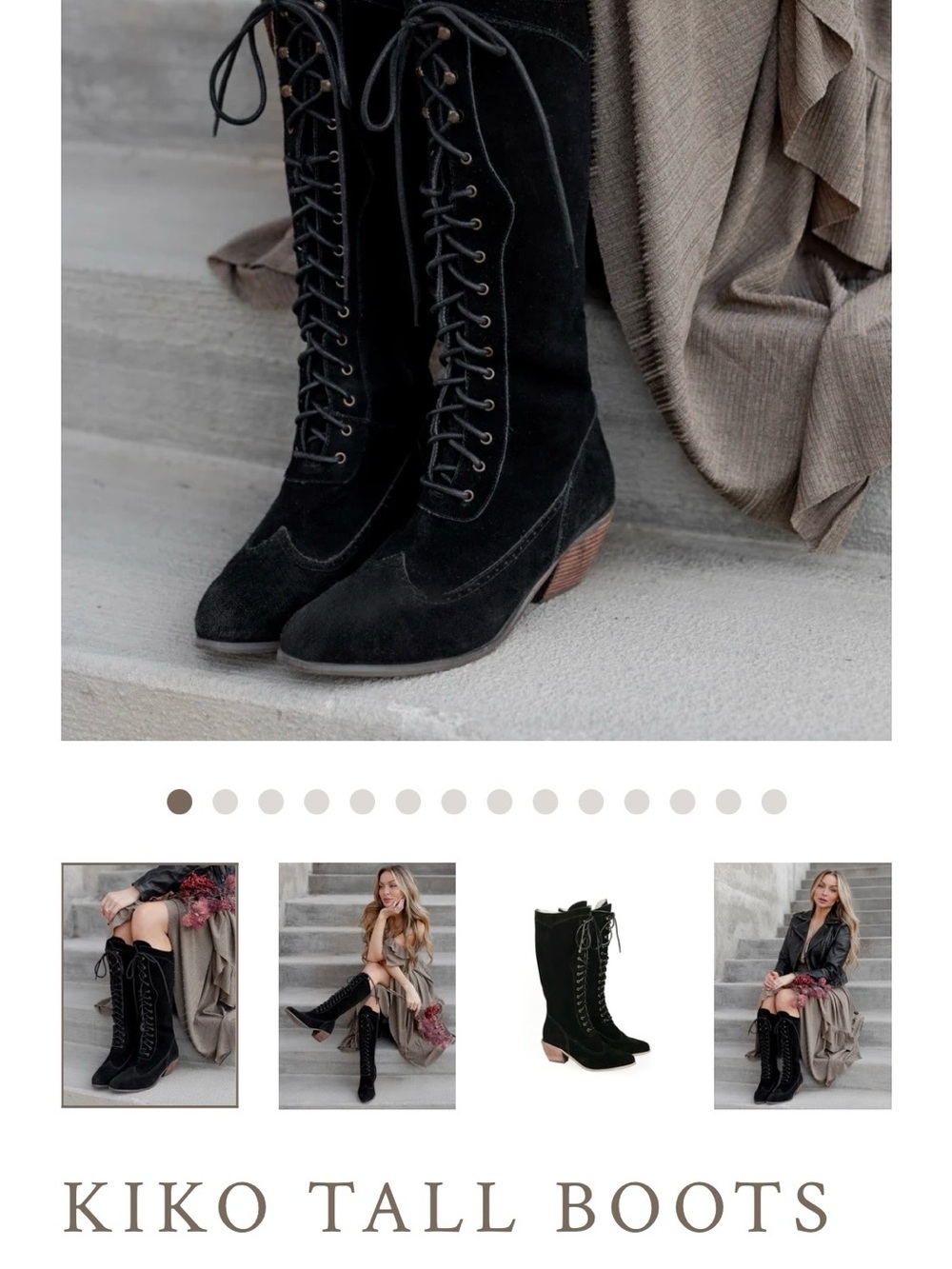 Kiko Tall Lace-Up Black Suede Boots